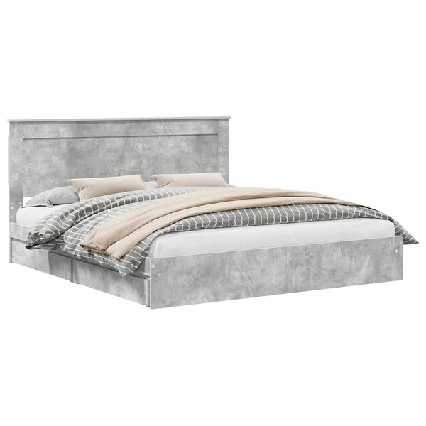 vidaXL Lit de Rangement Gris béton 180 x 200 cm Bois d'ingénierie