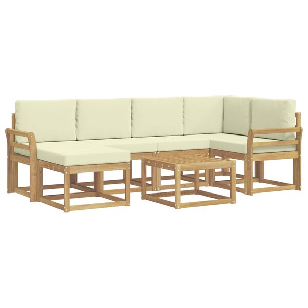 vidaXL Ensemble de canapés d'extérieur 7 Pièces Blanc et crème