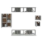 vidaXL Ensemble de meubles TV 8 Pièces Gris béton Bois d'ingénierie