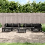 vidaXL Salon de jardin 8 Pièces avec coussins anthracite acier