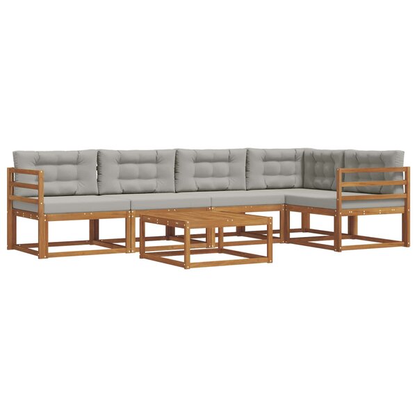 vidaXL Ensemble de canapés d'extérieur 6 Pièces Naturel et gris clair
