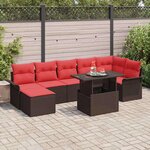 vidaXL Ensemble de canapé de jardin 8 Pièces Marron Poly rotin