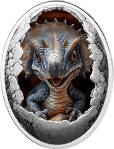 Pièce de monnaie en Argent g 16.81 Millésime 2025 Dinosauria TRICERATOPS