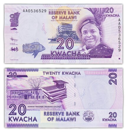 Billet de collection 20 kwacha 2012 malawi - neuf - p57a