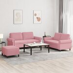 vidaXL Ensemble de canapés 3 Pièces avec coussins Rose Velours