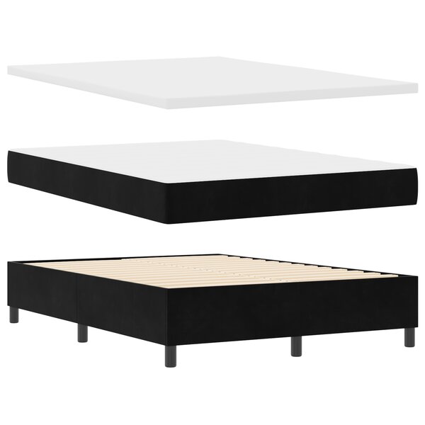 vidaXL Lit à ressorts avec matelas et banc noir 160x200 cm velours