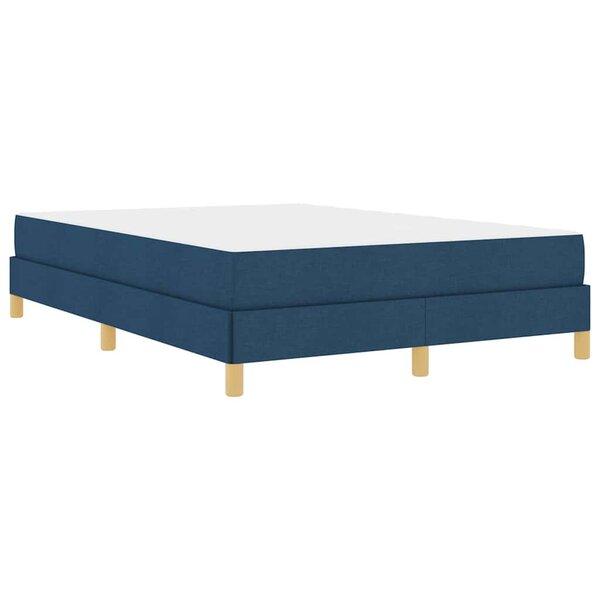 vidaXL Lit à ressorts Bleu  marron 140 x 190 cm Tissu  Bois Engineered