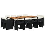 vidaXL Ensemble à manger de jardin 13 Pièces coussins noir résine tressée