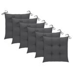 vidaXL Chaises à manger lot de 6 avec coussins anthracite Teck solide