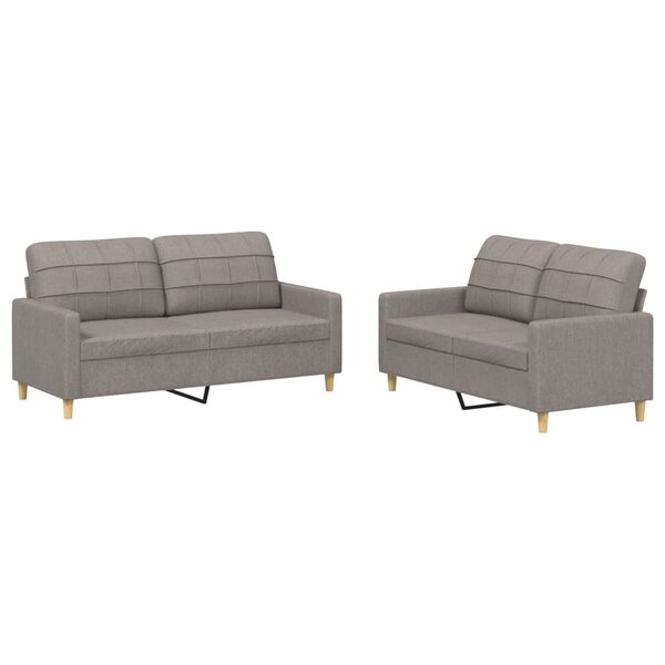 vidaXL Ensemble de canapés 2 Pièces avec coussins Taupe Tissu