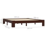 vidaXL Cadre de lit Marron foncé Bois de pin massif 160x200 cm