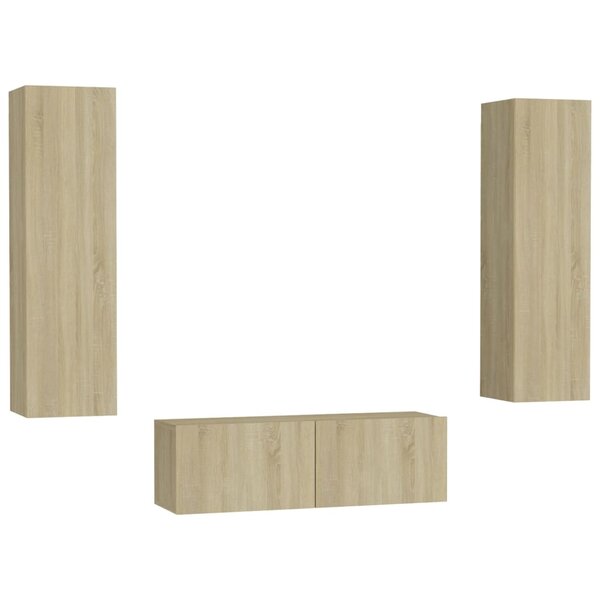 vidaXL Ensemble de meubles TV 3 Pièces Chêne sonoma Bois d'ingénierie