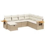 vidaXL Salon de jardin avec coussins 7 Pièces beige résine tressée