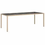 vidaXL Ensemble à manger de jardin et coussins 11Pièces beige rotin verre
