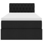 vidaXL Lit avec rangement et LED avec matelas Noir 100 x 200 cm tissu
