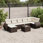vidaXL Salon de jardin 8 Pièces avec coussins marron résine tressée