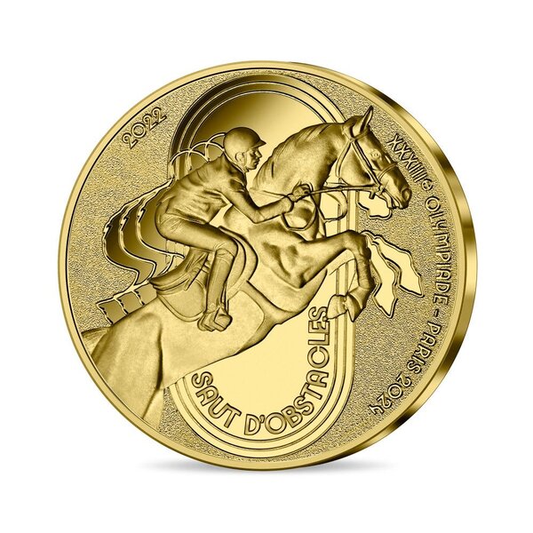 Jeux olympique de paris 2024 monnaie de 50€ or - sports saut d'obstacles