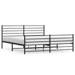 vidaXL Cadre de lit métal sans matelas avec pied de lit noir 200x200cm