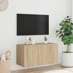 vidaXL Meuble TV mural avec lumières LED chêne sonoma 80x35x41 cm
