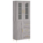 vidaXL Buffet haut Sonoma gris 69 5x34x180 cm Bois d'ingénierie