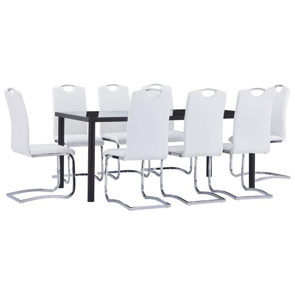 vidaXL Ensemble de salle à manger 9 Pièces Similicuir Blanc