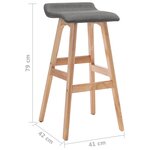 vidaXL Chaise de bar Gris foncé Tissu