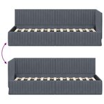 vidaXL Cadre de lit d'angle Gris foncé 80 x 200 cm Velours