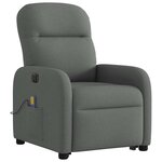 vidaXL Fauteuil inclinable de massage électrique Gris foncé Tissu
