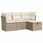 vidaXL Salon de jardin avec coussins 4 Pièces beige résine tressée