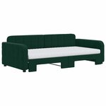 vidaXL Lit de jour et gigogne et matelas vert foncé 100x200 cm velours