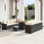 vidaXL Ensemble de canapé de jardin avec coussin 11 Pièces Noir et crème