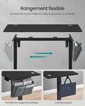 Bureau électrique assis-debout bureau réglable en hauteur 60 x 120 x (72-120) cm 4 hauteurs mémorisables pochette de rangement pour bureau noir 12_0004576
