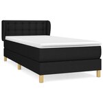 vidaXL Sommier à lattes de lit avec matelas Noir 90x200 cm Tissu