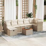 vidaXL Salon de jardin avec coussins 8 Pièces beige résine tressée