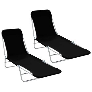 vidaXL Chaises longues pliables lot de 2 Acier et tissu Noir