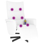 vidaXL Fauteuil inclinable de massage repose-pieds blanc similicuir
