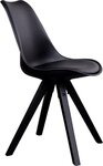 2 chaises de table à manger en cuir noir à pieds noirs