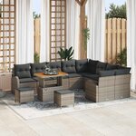vidaXL Ensemble de canapé de jardin 12 Pièces Gris Poly rotin