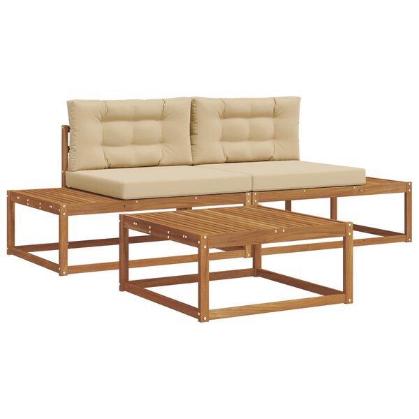 vidaXL Ensemble de canapés d'extérieur avec coussin Naturel et Beige