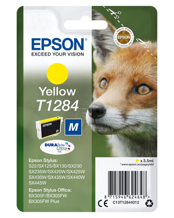 Epson singlepack yellow t1284 durabrite t1284 cartouche dencre jaune capacite standard 3.5ml 1-pack rf-am blister