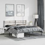 vidaXL Cadre de lit métal sans matelas avec tête de lit noir 193x203cm