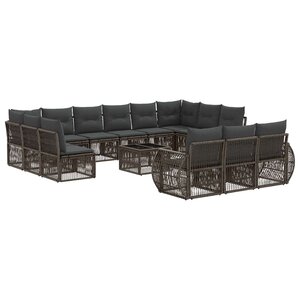vidaXL Ensemble de canapé de jardin 14 pc Gris et Gris foncé polyrotin