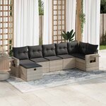 vidaXL Salon de jardin avec coussins 7 Pièces gris clair résine tressée