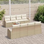 vidaXL Ensemble de canapé de jardin 9 Pièces Beige Poly rotin