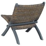 vidaXL Chaise de relaxation rotin kubu naturel et bois d'acajou massif