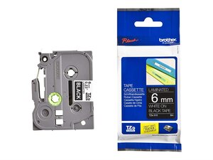 Ruban laminé standard TZE-315 6 mm x 8 m Blanc/Noir BROTHER