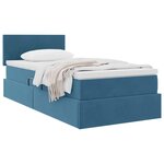 vidaXL Lit de Rangement avec matelas Bleu foncé 90 x 190 cm Velours
