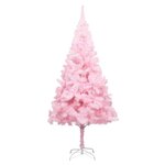 vidaXL Arbre de Noël artificiel pré-éclairé et boules rose 240 cm PVC