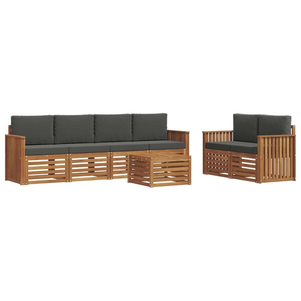 vidaXL Ensemble de canapés d'extérieur 7 pc Naturel et Anthracite