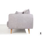 Canapé Fixe 3 places DAREN -Tissu Gris clair - Style scandinave -2 Coussins Déco - 207 x 90 x 88 cm